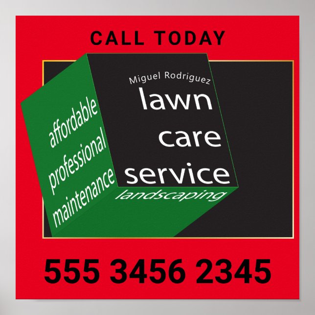 Lawn Care Service Amazing New Geometric Cube Cool  Poster (Front)
