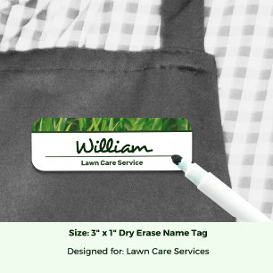 Lawn Care Service Image White Green Dry Erase Name Tag