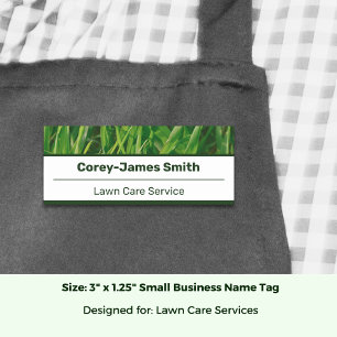 Lawn Care Service Image White Green Name Tag