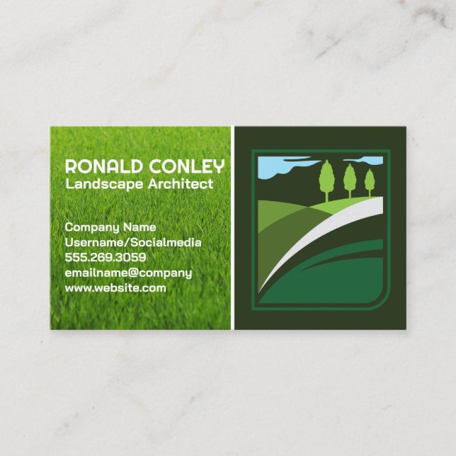 Lawn Care Service Logo | Landscaping Logo Business Card (Front)