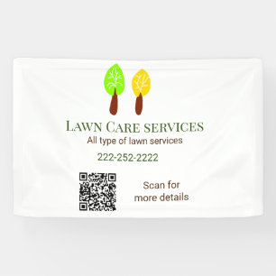 Lawn care services add name q r code website email banner