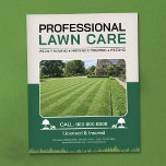 Lawn Care Services Flyer<br><div class="desc">A professional lawn care flyer design for your activities' promotion featuring a customizable photo of a pristine, freshly mowed lawn with neat stripe patterns, bordered by well-trimmed hedges. It includes easy-to-read typography, with small icons of lawn mowers and trees as decorative elements. It may be suitable for people who work...</div>