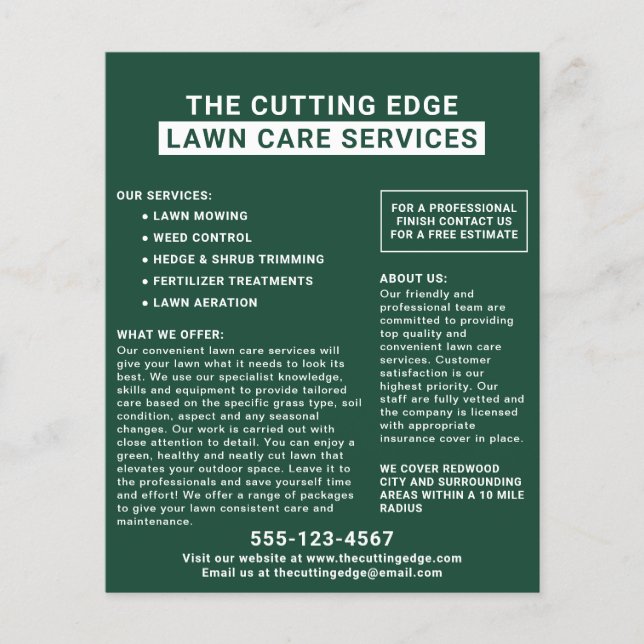 Lawn Care Services Green And White Flyer (Front)