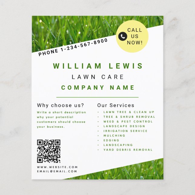 Lawn Care Simple Landscaping Lawn Mowing Business Flyer (Front)