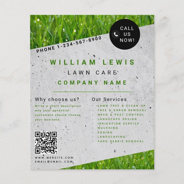 Lawn Care Simple Landscaping Lawn Mowing Business Flyer (Front)