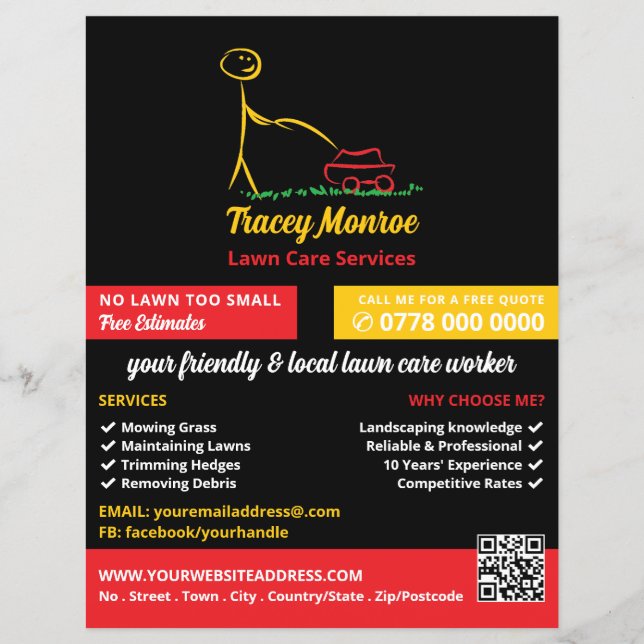 Lawn Care Worker, Lawn Care Services Flyer (Front)