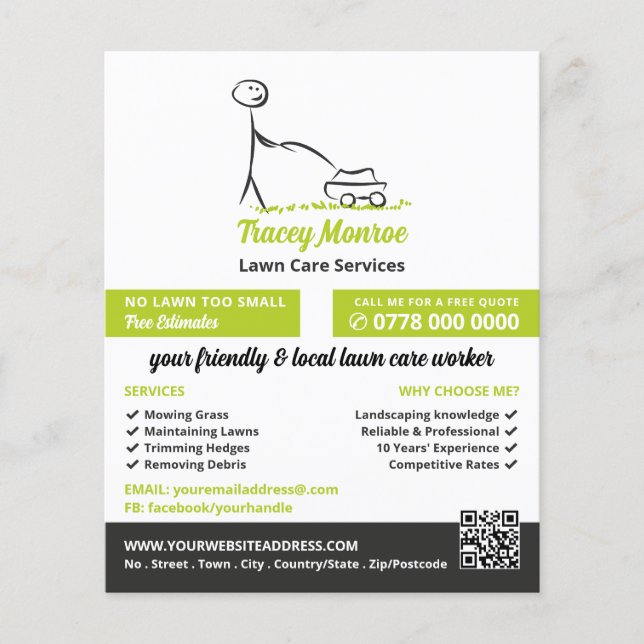 Lawn Care Worker, Lawn Care Services Flyer (Front)