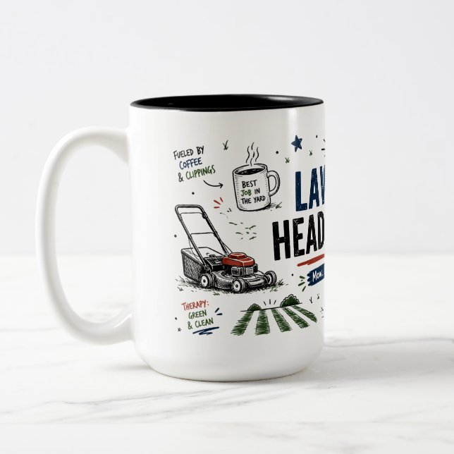 Lawn Dad Headquarters Funny Dad Coffee Mug (Left)