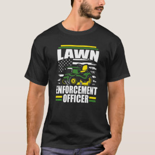 Lawn Enforcement Officer Mower American Flag Fathe T-Shirt
