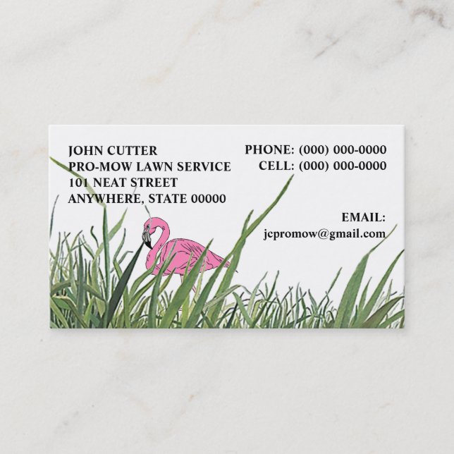 LAWN FLAMINGO IN TALL GRASS ~ BUSINESS CARDS! BUSINESS CARD (Front)