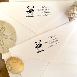 Lawn Flamingos Reusable Return Address Rubber Stamp