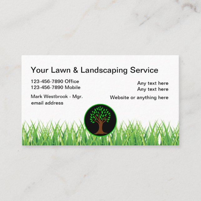 Lawn Landscaping And Tree Service Business Card (Front)