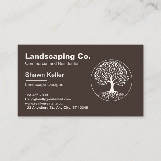 Lawn & Landscaping Brown/Cream Business Card (Front)
