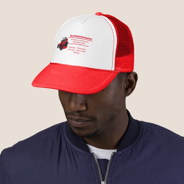 Lawn maintenance trucker hat (In Situ)