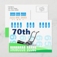 Lawn Mower 70th Birthday Party Save the Date