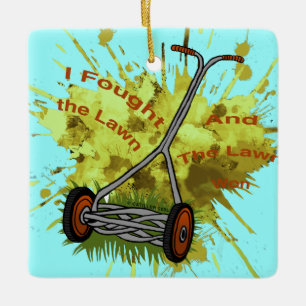 Lawn Mower Ceramic Ornament