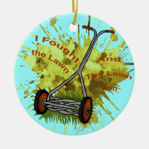 Lawn Mower Ceramic Ornament