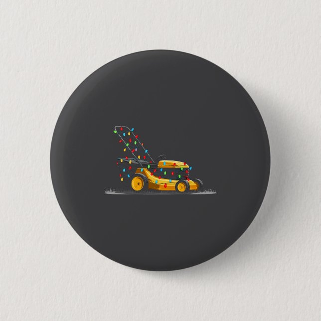 Lawn Mower Christmas Graphics Lights Lover Mowing  2 Inch Round Button (Front)