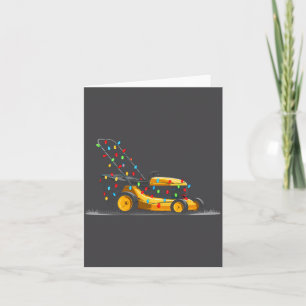 Lawn Mower Christmas Graphics Lights Lover Mowing Card