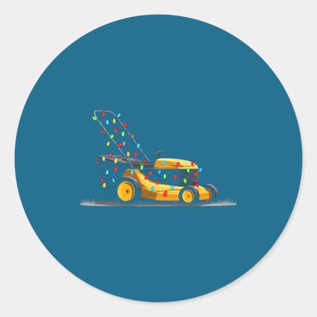 Lawn Mower Christmas Graphics Lights Lover Mowing  Classic Round Sticker (Front)