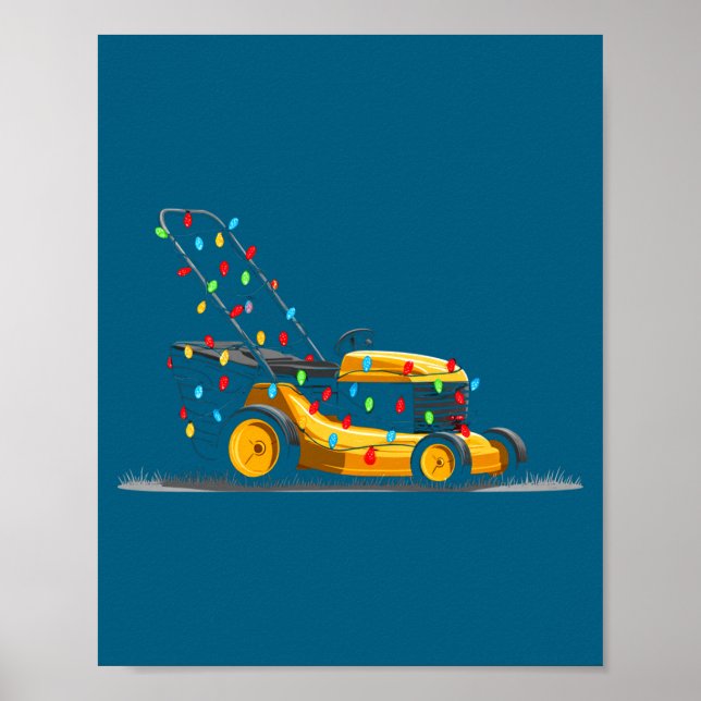 Lawn Mower Christmas Graphics Lights Lover Mowing  Poster (Front)