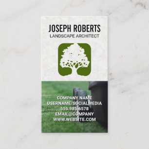 Lawn Mower Cutting Grass   Big Tree Business Card