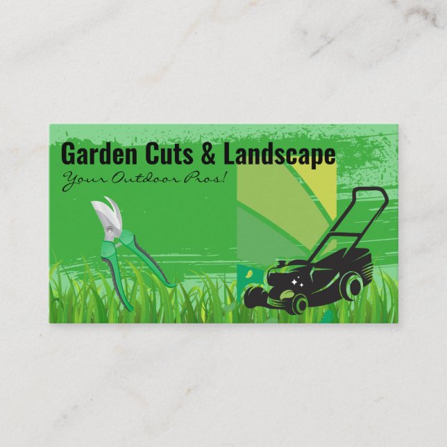 Lawn Mower Cutting | Grass | Landscapers Business Card (Front)