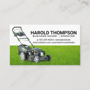 Lawn Mower Cutting Grass   Landscaping Business Card