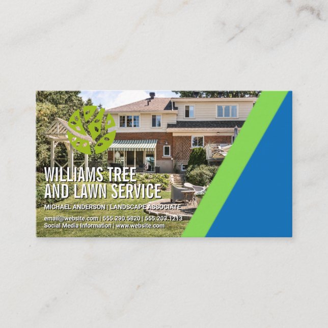 Lawn Mower | Grass Cutting | Landscape Logo Busine Business Card (Front)