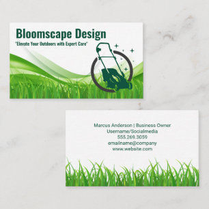 Lawn Mower Grass   Landscaper Services Business Card