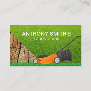 Lawn Mower   Grass   Wood Landscaping Business Card