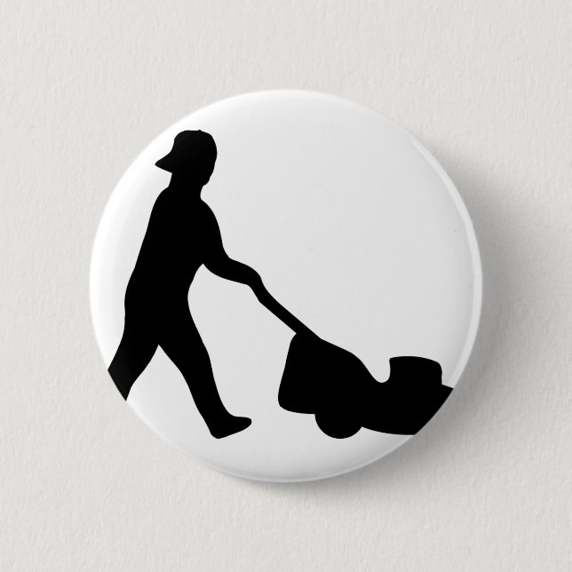 lawn mower icon 2 inch round button (Front)