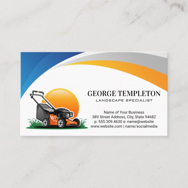 Lawn Mower | Landscaping Gardening Business Card (Front)