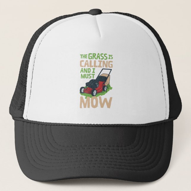 Lawn Mower Lawn Care Trucker Hat (Front)
