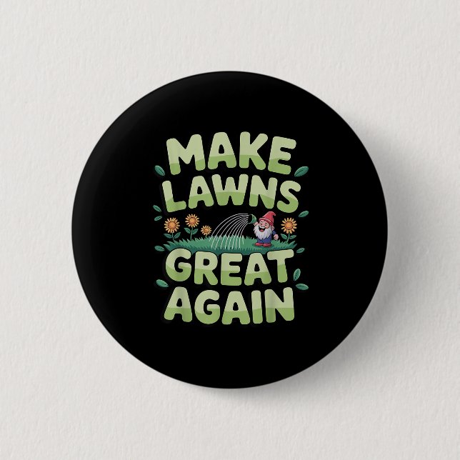 Lawn Mower Novelty For Men Women Kids Landscaper L 2 Inch Round Button (Front)