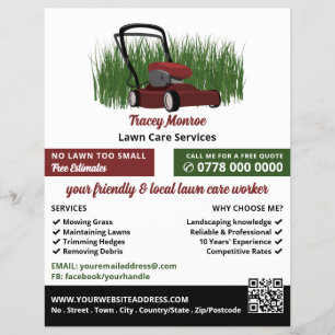 Lawn-Mower on Grass, Lawn Mowing Services Flyer