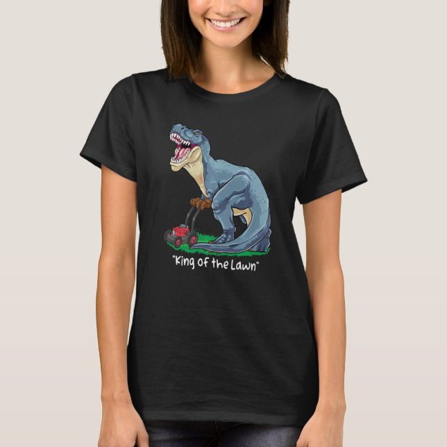 Lawn Mower Rex  Mowing Dinosaur Gardener Tractor T-Shirt (Front)
