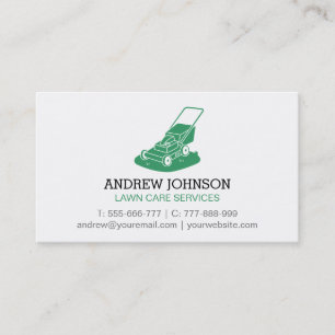 Lawn Mower Silhouette Logo Lawn Care Service Business Card
