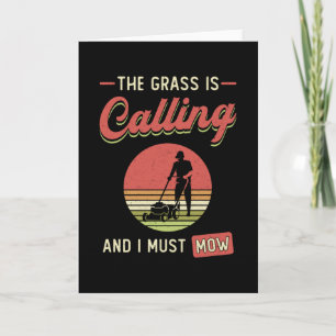 Lawn Mower The Grass Is Calling Garden Lawn Mowing Card