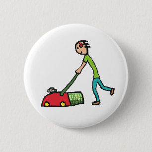 Lawn Mowing 2 Inch Round Button