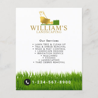 Lawn Mowing Cutting Services, Lawn Care Gold Logo Flyer