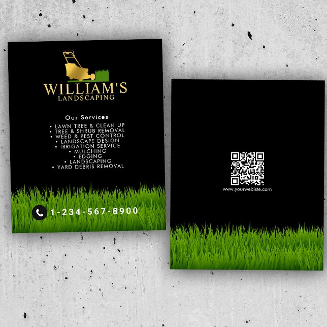 Lawn Mowing Cutting Services, Lawn Care Gold Logo Flyer (Lawn Mowing Cutting Services, Lawn Care Gold Logo Flyer)