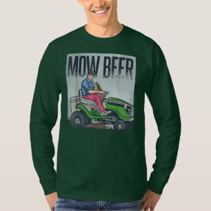 Lawn Mowing Dad Mow Beer Funny Grass Machine T-Shirt