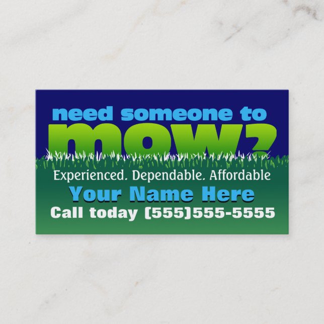 Lawn Mowing.Grass cutting.Customizable Promotional Business Card (Front)