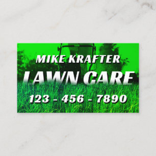 Lawn mowing green tone  business card