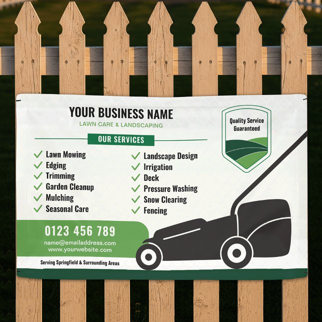 Lawn Mowing & Landscaping Business Marketing Banner (Lawn Mowing & Landscaping Business Marketing Banner in white and green)
