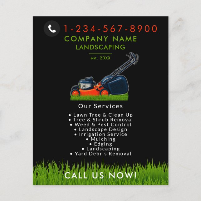 Lawn Mowing Landscaping Garden Lawn Care Black Flyer (Front)