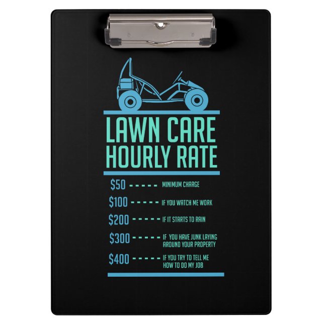 Lawn Mowing -  Lawn Care Hourly Rate Clipboard (Front)