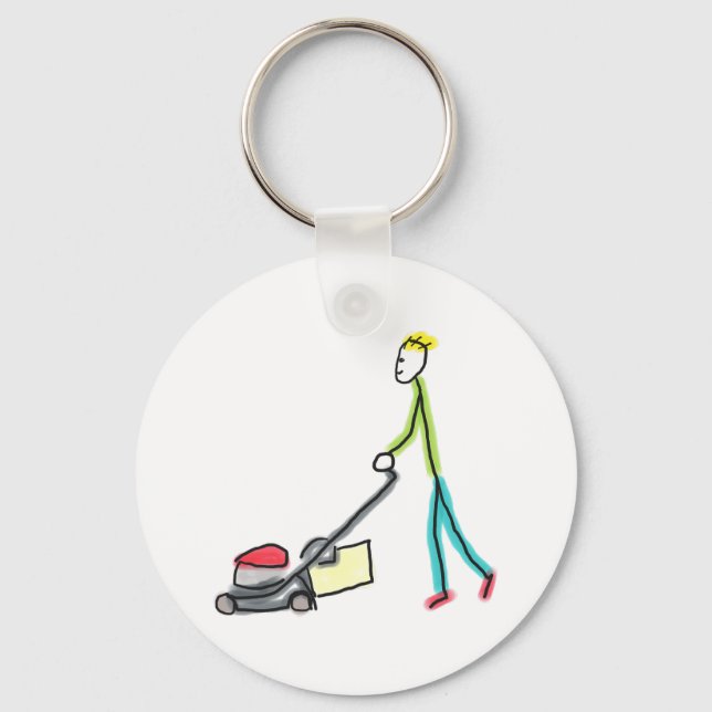 Lawn Mowing Stickman Keychain (Front)