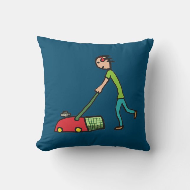 Lawn Mowing Throw Pillow (Front)